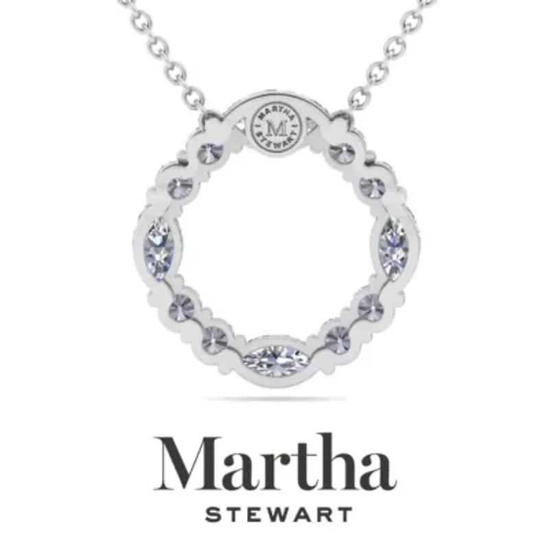 Lab Created Martha Stewart 4 Carat Grown Diamond Marquise and Round Circle Necklace Available 14K White Yellow Gold