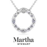 Lab Created Martha Stewart 4 Carat Grown Diamond Marquise and Round Circle Necklace Available 14K White Yellow Gold
