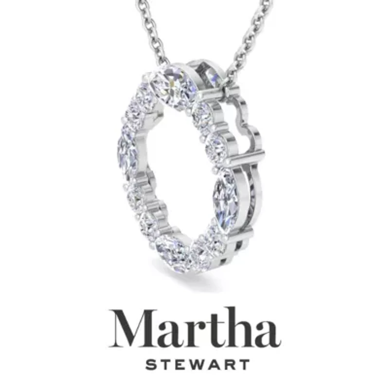 Lab Created Martha Stewart 4 Carat Grown Diamond Marquise and Round Circle Necklace Available 14K White Yellow Gold