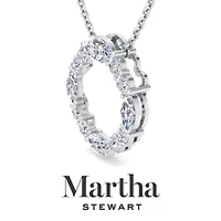 Lab Created Martha Stewart 4 Carat Grown Diamond Marquise and Round Circle Necklace Available 14K White Yellow Gold