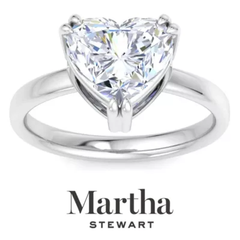 Lab Created Martha Stewart Carat Heart Shape Grown Diamond Solitaire Engagement Ring Available 14K White and Yellow Gold