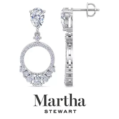 Lab Created Martha Stewart Carat Pear Shape Grown Diamond Drop Earrings Available 14 Karat White Or Yellow Gold