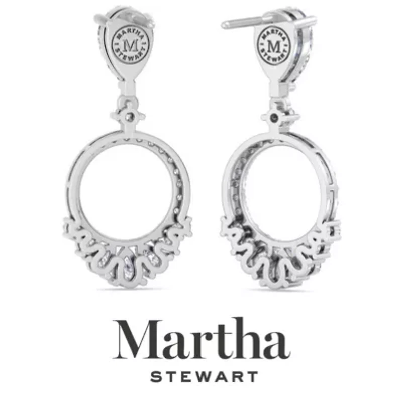 Lab Created Martha Stewart Carat Pear Shape Grown Diamond Drop Earrings Available 14 Karat White Or Yellow Gold