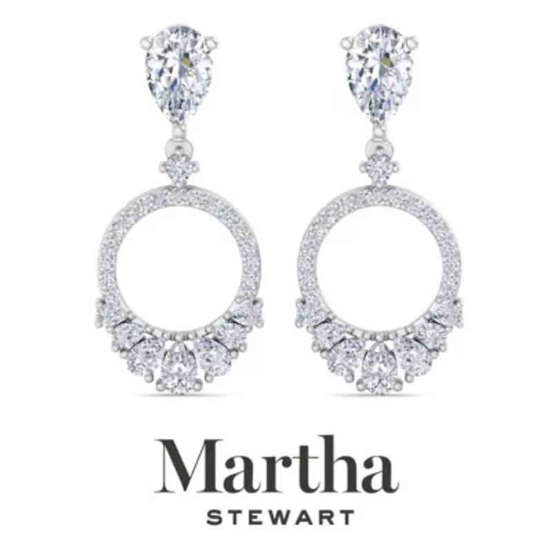 Lab Created Martha Stewart Carat Pear Shape Grown Diamond Drop Earrings Available 14 Karat White Or Yellow Gold