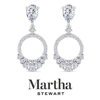 Lab Created Martha Stewart Carat Pear Shape Grown Diamond Drop Earrings Available 14 Karat White Or Yellow Gold