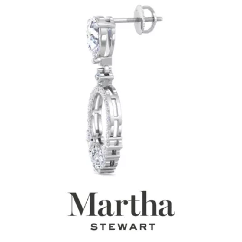 Lab Created Martha Stewart Carat Pear Shape Grown Diamond Drop Earrings Available 14 Karat White Or Yellow Gold