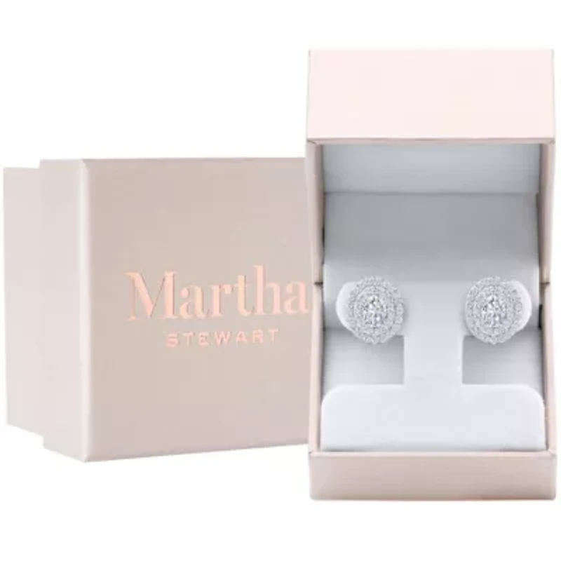 Lab Created Martha Stewart 4 Carat Oval Shape Grown Diamond Halo Stud Earrings Available 14 Karat White Or Yellow Gold