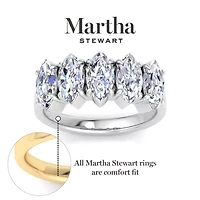 Lab Created Martha Stewart 3 Carat Marquise Shape Grown Diamond Five Stone Engagement Ring Available 14K White and Yellow Gold