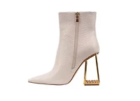 Glam, Caged Metallic Rhinestone Heel Bootie