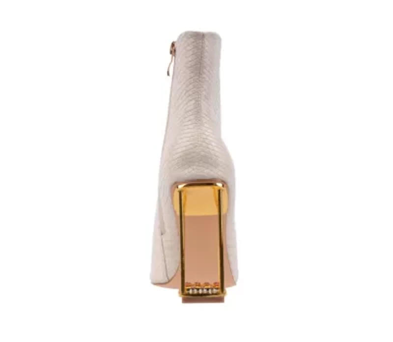 Glam, Caged Metallic Rhinestone Heel Bootie