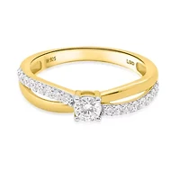 Lab Created 1/2CTW Grown Diamond Engagement Ring Gold Plated Sterling Silver