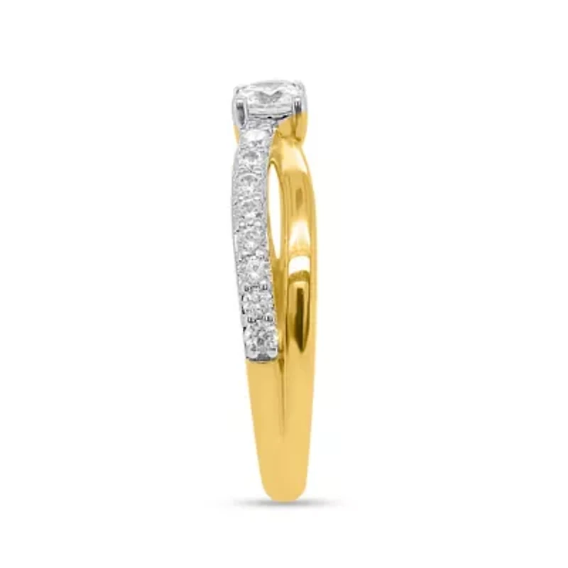Lab Created 1/2CTW Grown Diamond Engagement Ring Gold Plated Sterling Silver