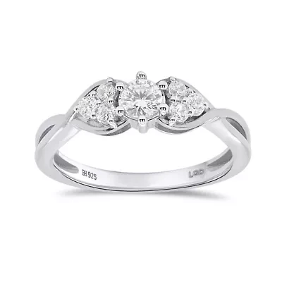 Lab Created 1/2CTW Grown Diamond Promise Ring Sterling Silver