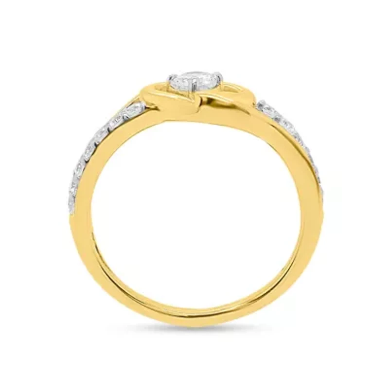 Lab Created 1/2CTW Grown Diamond Heart Ring Gold Plated Sterling Silver