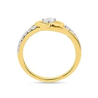 Lab Created 1/2CTW Grown Diamond Heart Ring Gold Plated Sterling Silver