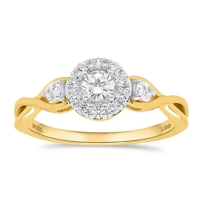 Lab Created 1/2CTW Grown Diamond Promise Ring Gold Plated Sterling Silver