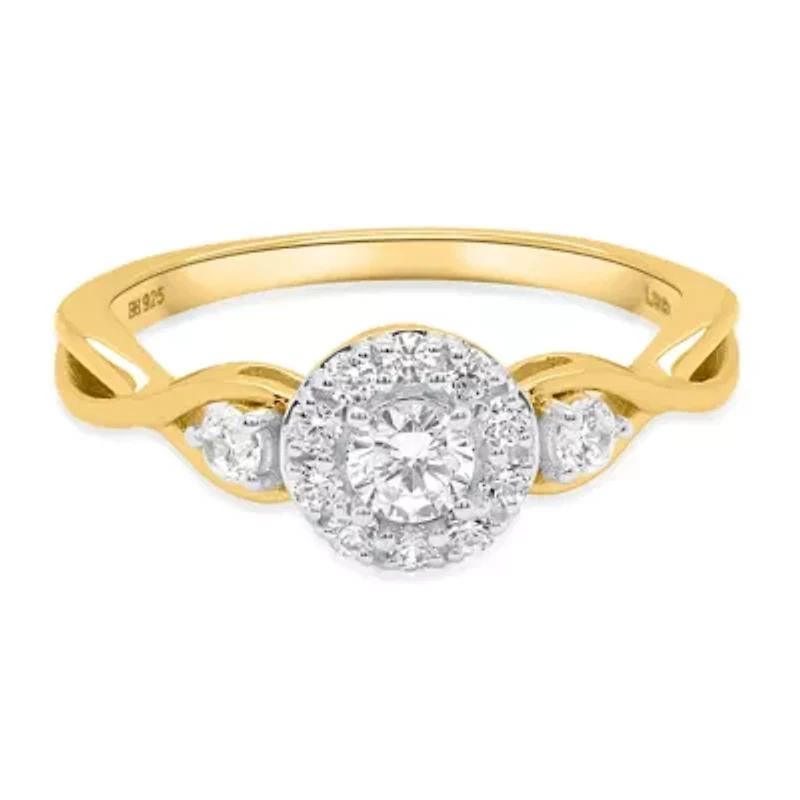 Lab Created 1/2CTW Grown Diamond Promise Ring Gold Plated Sterling Silver