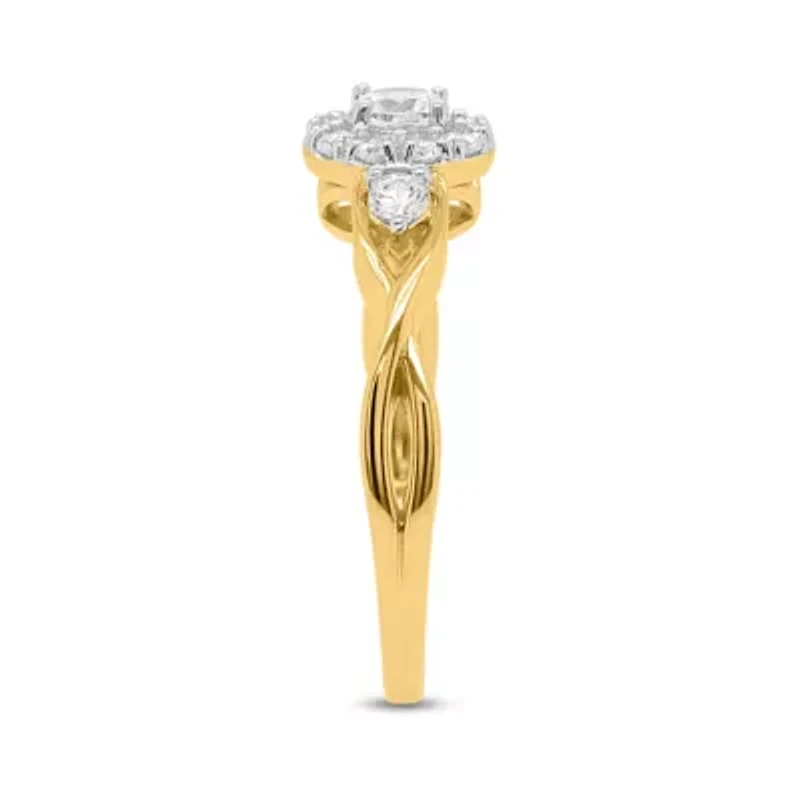 Lab Created 1/2CTW Grown Diamond Promise Ring Gold Plated Sterling Silver