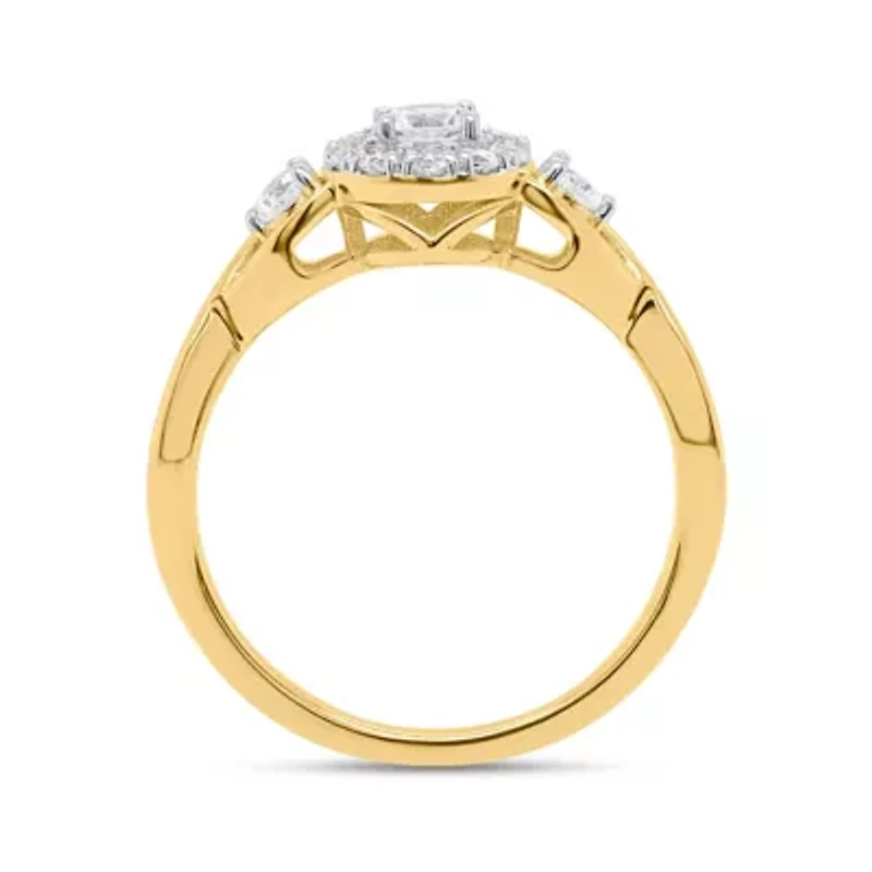 Lab Created 1/2CTW Grown Diamond Promise Ring Gold Plated Sterling Silver