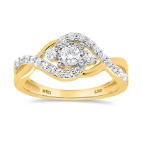 Lab Created 1/2CTW Grown Diamond Promise Ring Gold Plated Sterling Silver