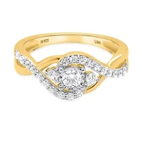 Lab Created 1/2CTW Grown Diamond Promise Ring Gold Plated Sterling Silver