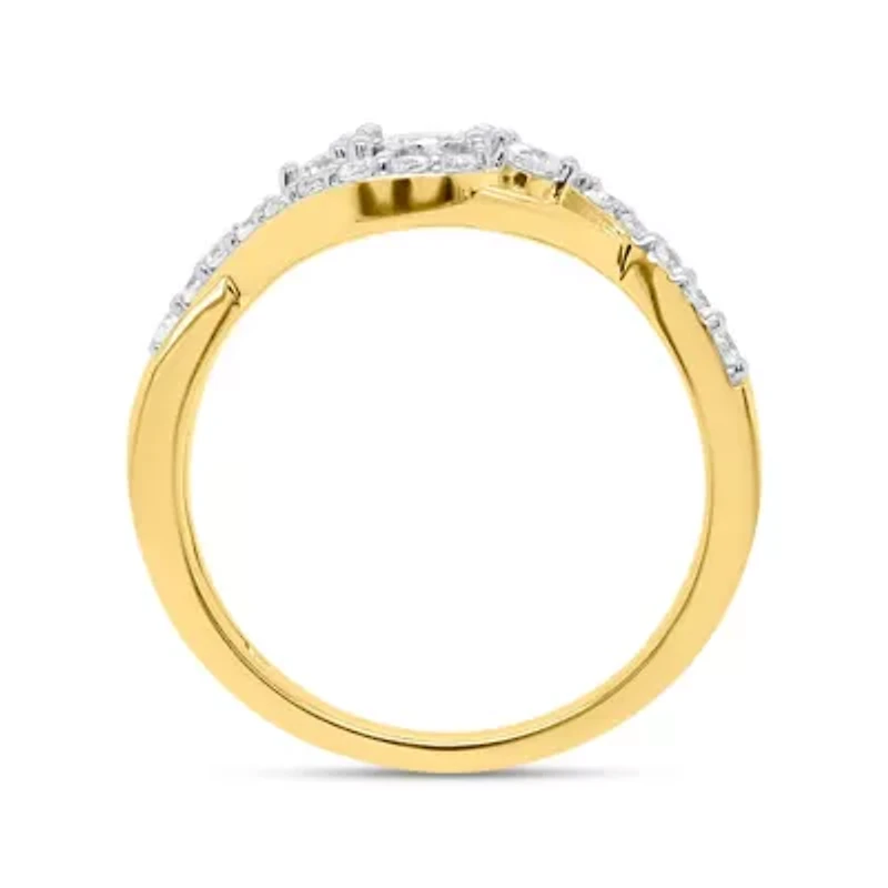 Lab Created 1/2CTW Grown Diamond Promise Ring Gold Plated Sterling Silver