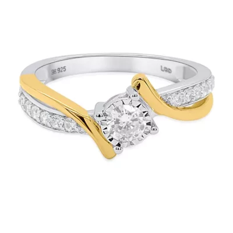Lab Created 1/2CTW Grown Diamond Promise Ring Two Tone Plated Sterling Silver