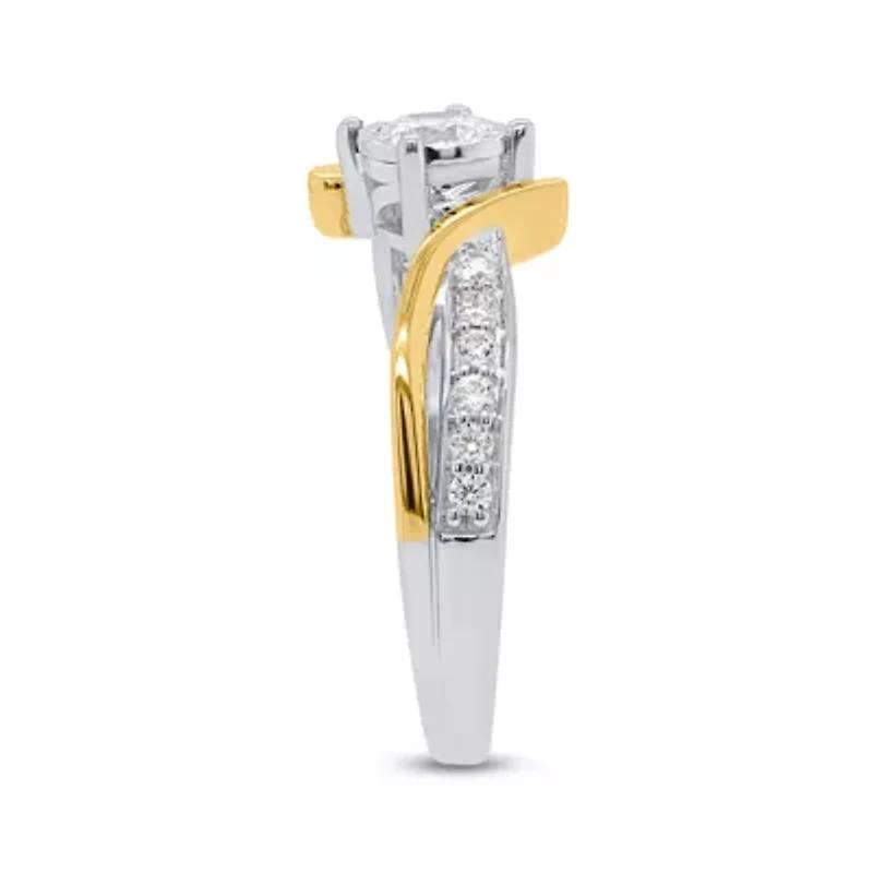Lab Created 1/2CTW Grown Diamond Promise Ring Two Tone Plated Sterling Silver