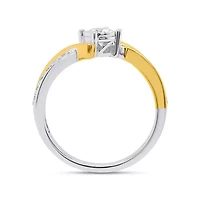 Lab Created 1/2CTW Grown Diamond Promise Ring Two Tone Plated Sterling Silver