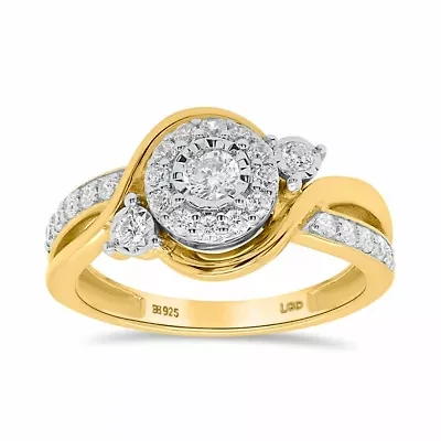 Lab Created 1/2CTW Grown Diamond Promise Ring Gold Plated Sterling Silver