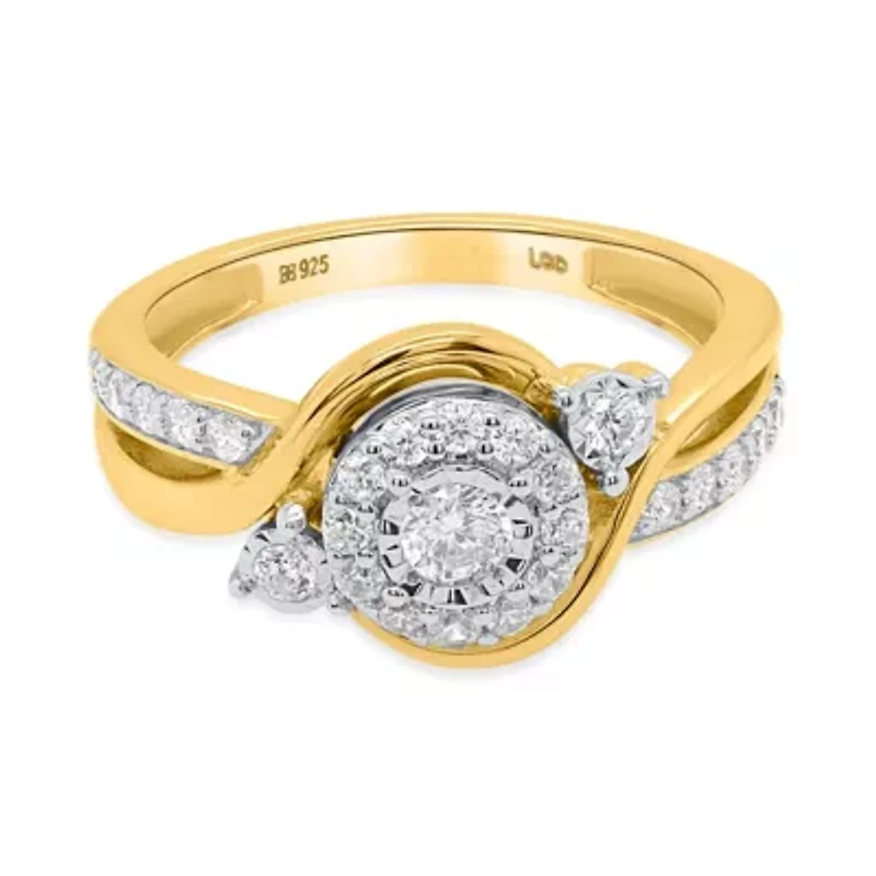 Lab Created 1/2CTW Grown Diamond Promise Ring Gold Plated Sterling Silver