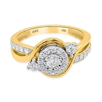 Lab Created 1/2CTW Grown Diamond Promise Ring Gold Plated Sterling Silver