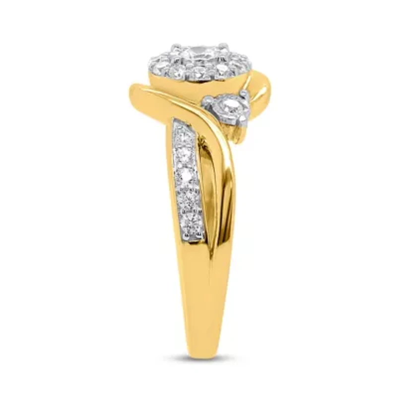 Lab Created 1/2CTW Grown Diamond Promise Ring Gold Plated Sterling Silver