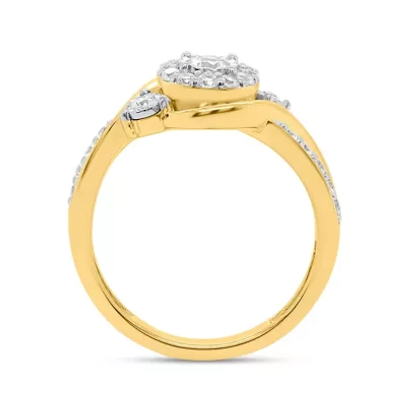 Lab Created 1/2CTW Grown Diamond Promise Ring Gold Plated Sterling Silver