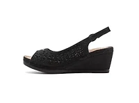 Anita, Open Toe Slingback Wedge With Metal Studs