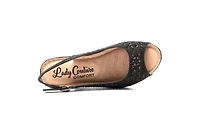 Anita, Open Toe Slingback Wedge With Metal Studs