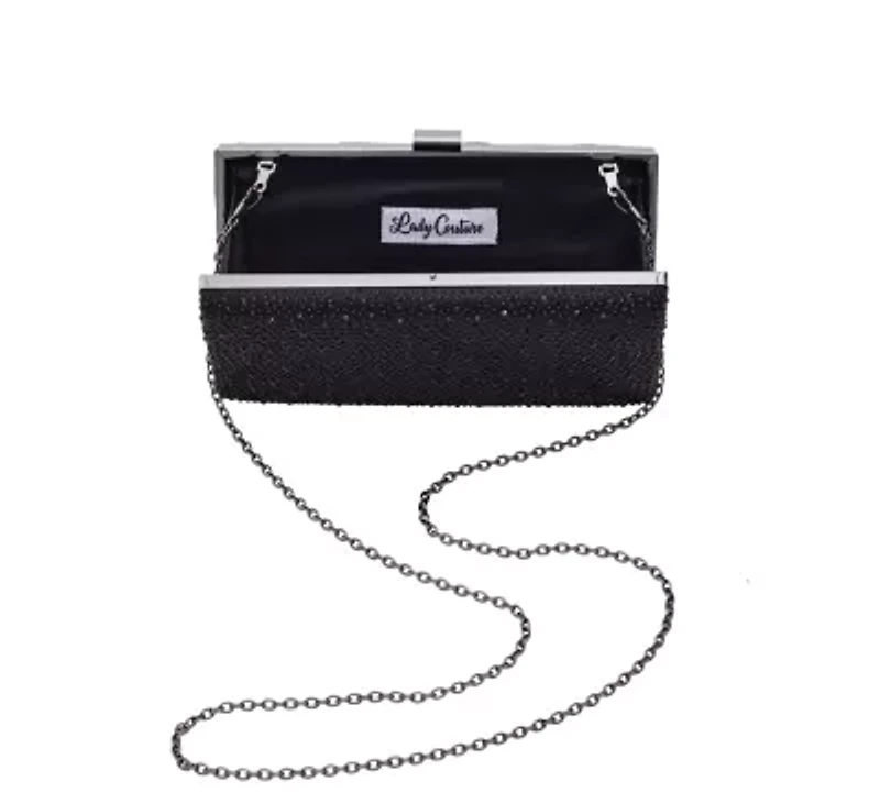 Disco, Evening Hard Case Rhinestone Satin Clutch Bag