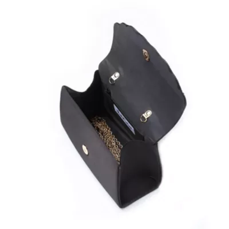 Kaite, Scallop Flap Rhinestone Satin Evening Bag