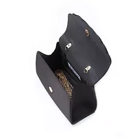 Kaite, Scallop Flap Rhinestone Satin Evening Bag