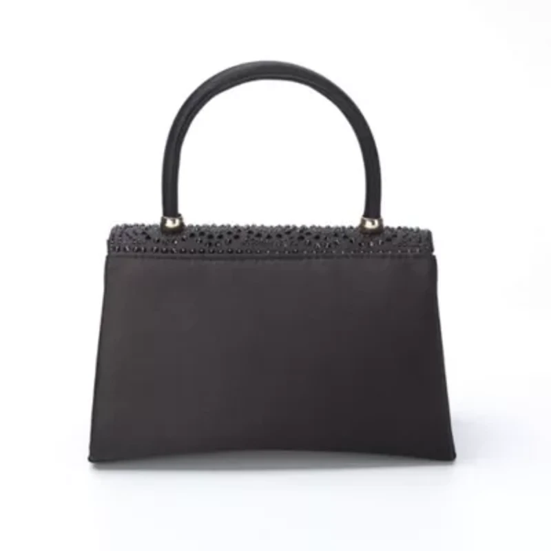 Kaite, Scallop Flap Rhinestone Satin Evening Bag