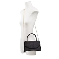 Kaite, Scallop Flap Rhinestone Satin Evening Bag
