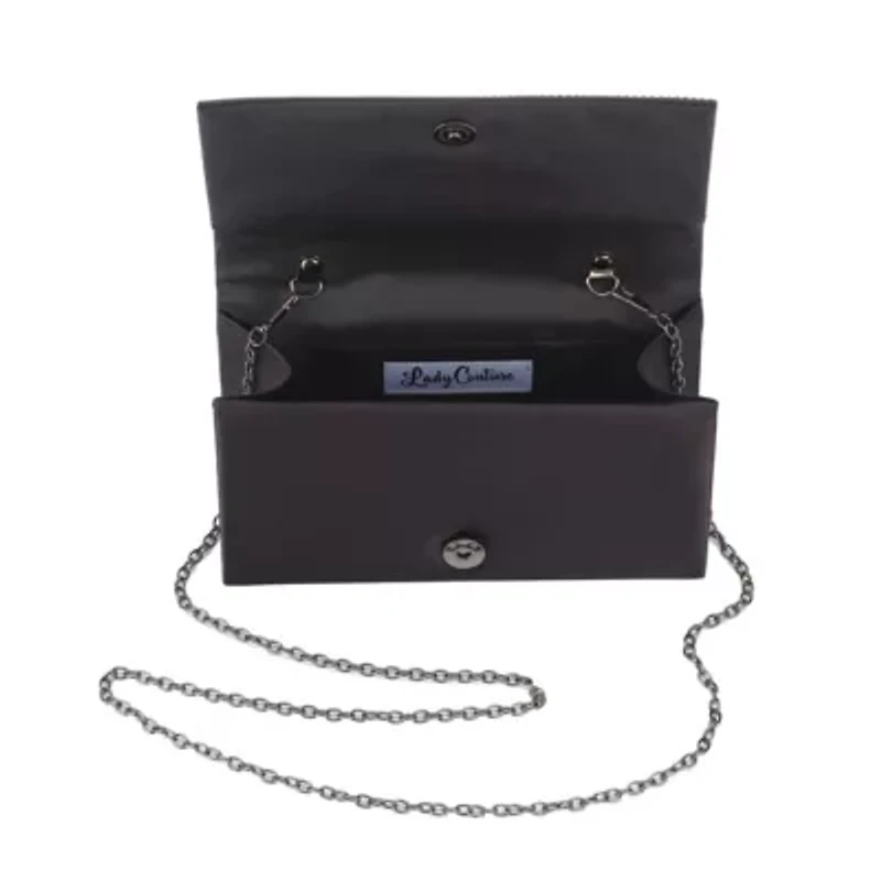 Lucy, Rhinestone Covered Satin Fabric Clutch Bag