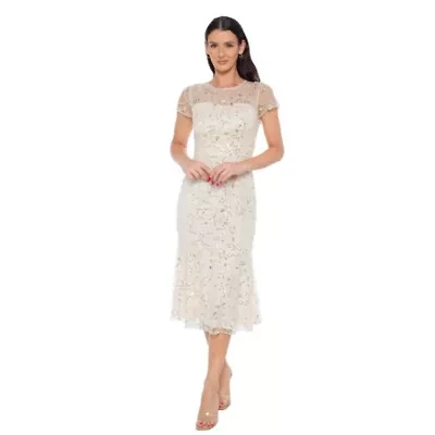 Illusion Neck Beaded Mini Dress