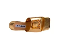 Casino, Jeweled Metallic Square Heel Slide
