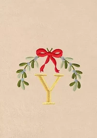 Christmas MISTLETOE MONOGRAM Hand Towel Set of 2