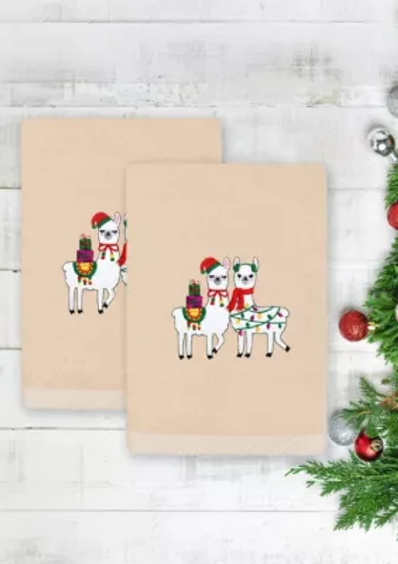Christmas LLAMAS Hand Towels Set of 2