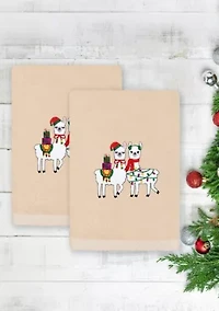 Christmas LLAMAS Hand Towels Set of 2