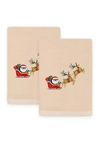 Christmas SANTA'S SLED Hand Towels Set of 2