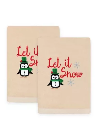 Christmas LET IT SNOW Hand Towels Set of 2