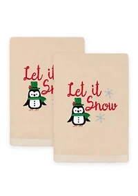 Christmas LET IT SNOW Hand Towels Set of 2